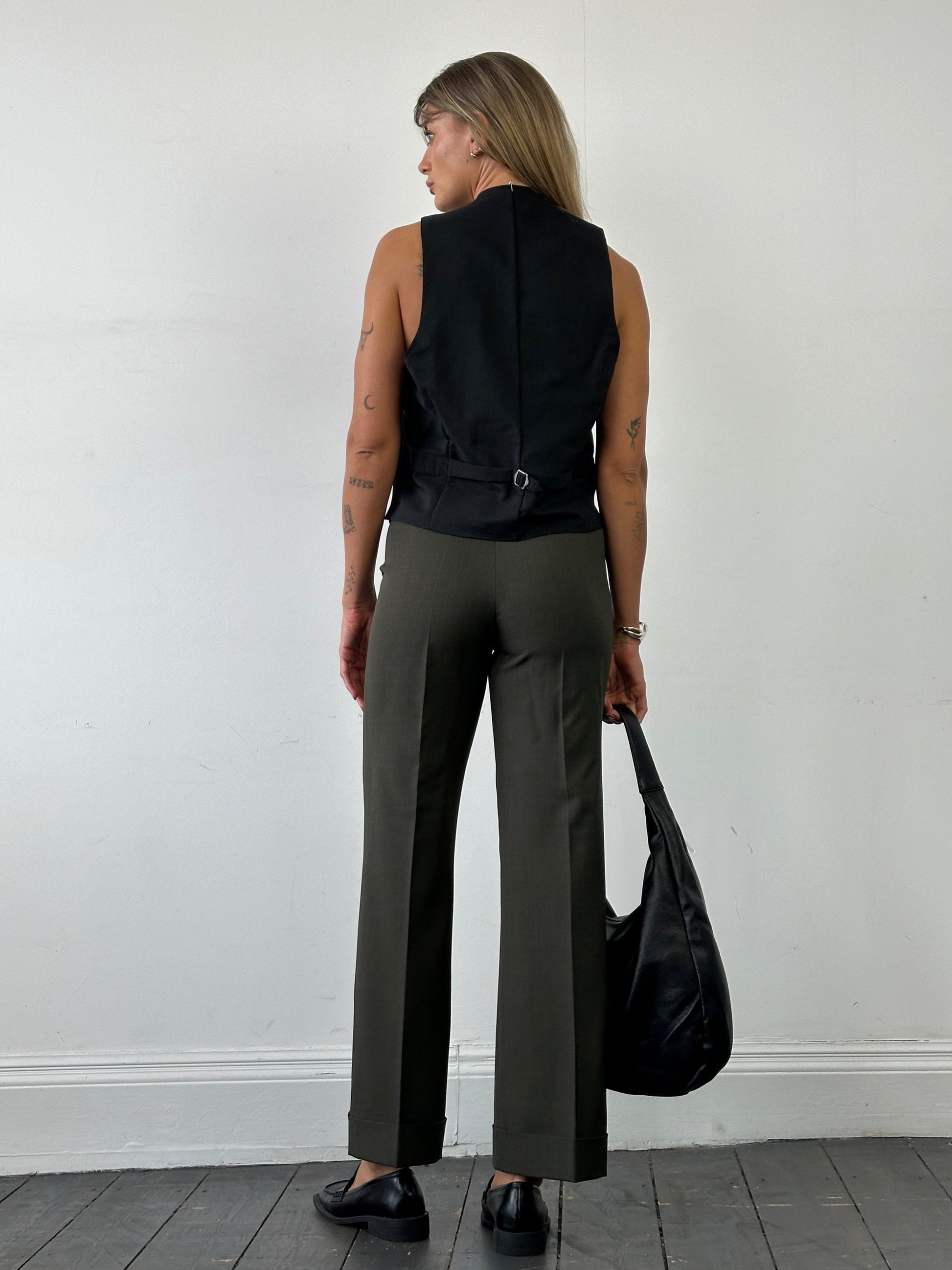 Italian Vintage High Waisted Straight Leg Tailored Trousers - W26 - Known Source