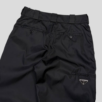 Prada Milano 2018 Black Nylon Gabardine Triangle Logo Trousers - IT40 | O/S, Black