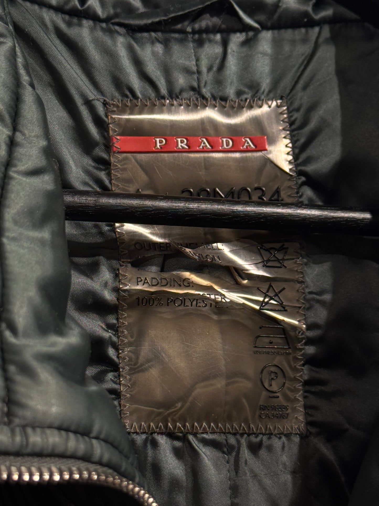Prada Sport Green 2008 Nylon Padded Funnel Neck Jacket | Small, Green