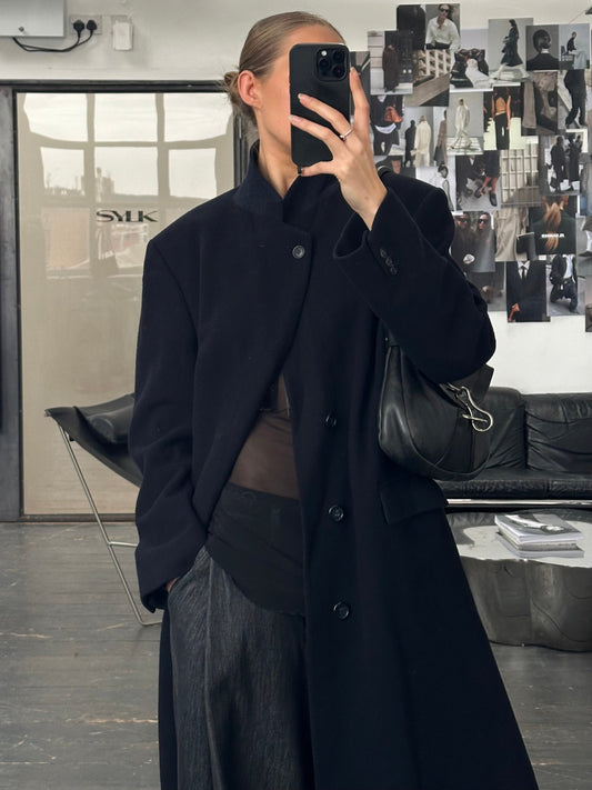 Vintage 1990s Wool Single Breasted Coat - L