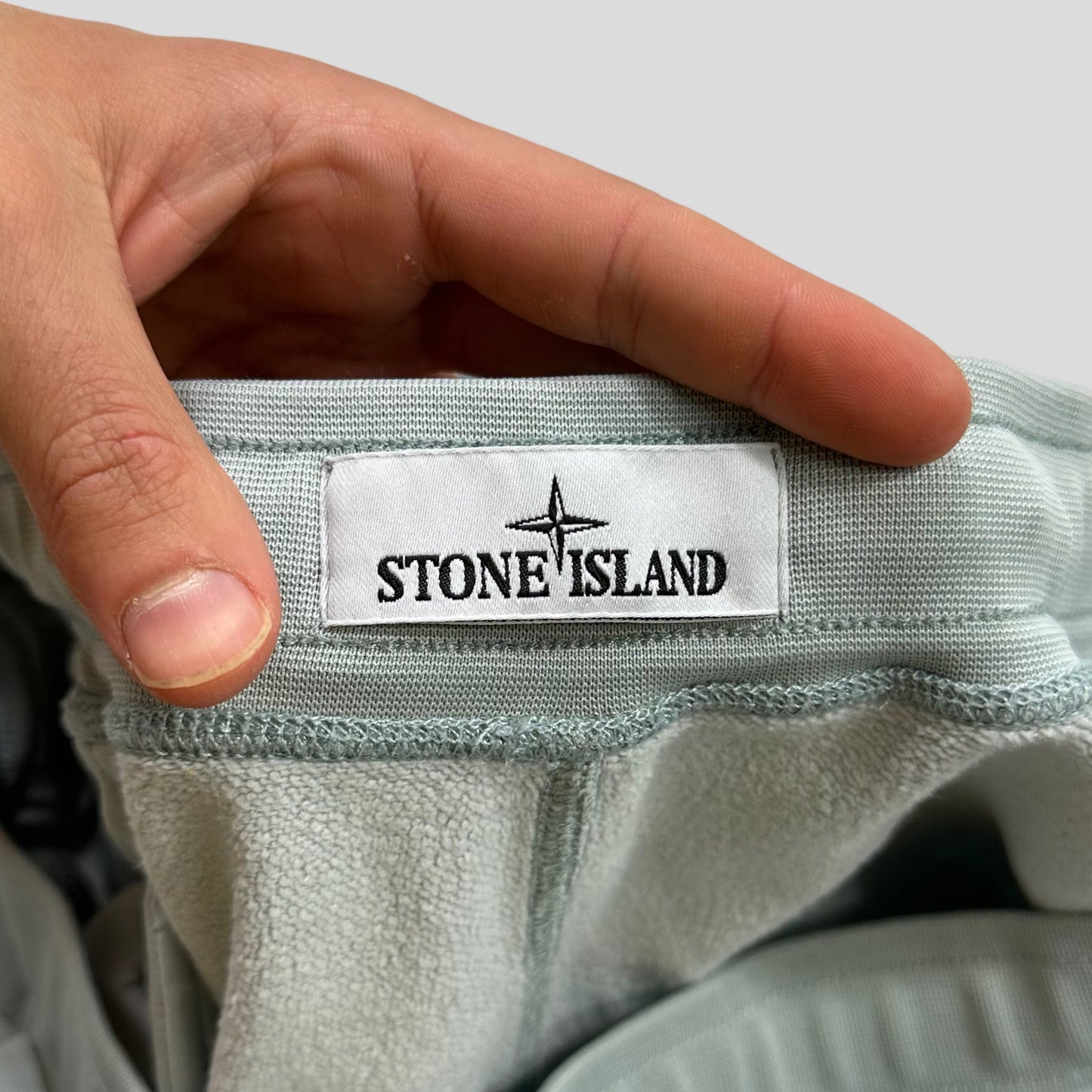 Stone Island AW22 Micrographic Spellout Logo Baby Blue Joggers - XL | Default Title, Blue