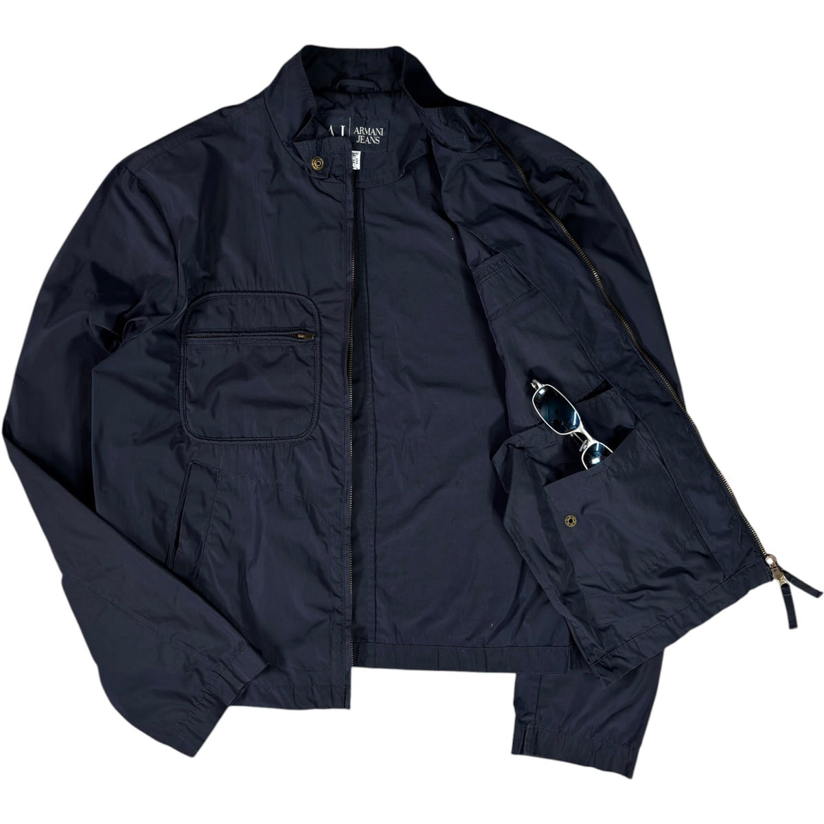 Armani Jeans 00's Navy Cropped Multipocket Jacket M | Medium, Navy