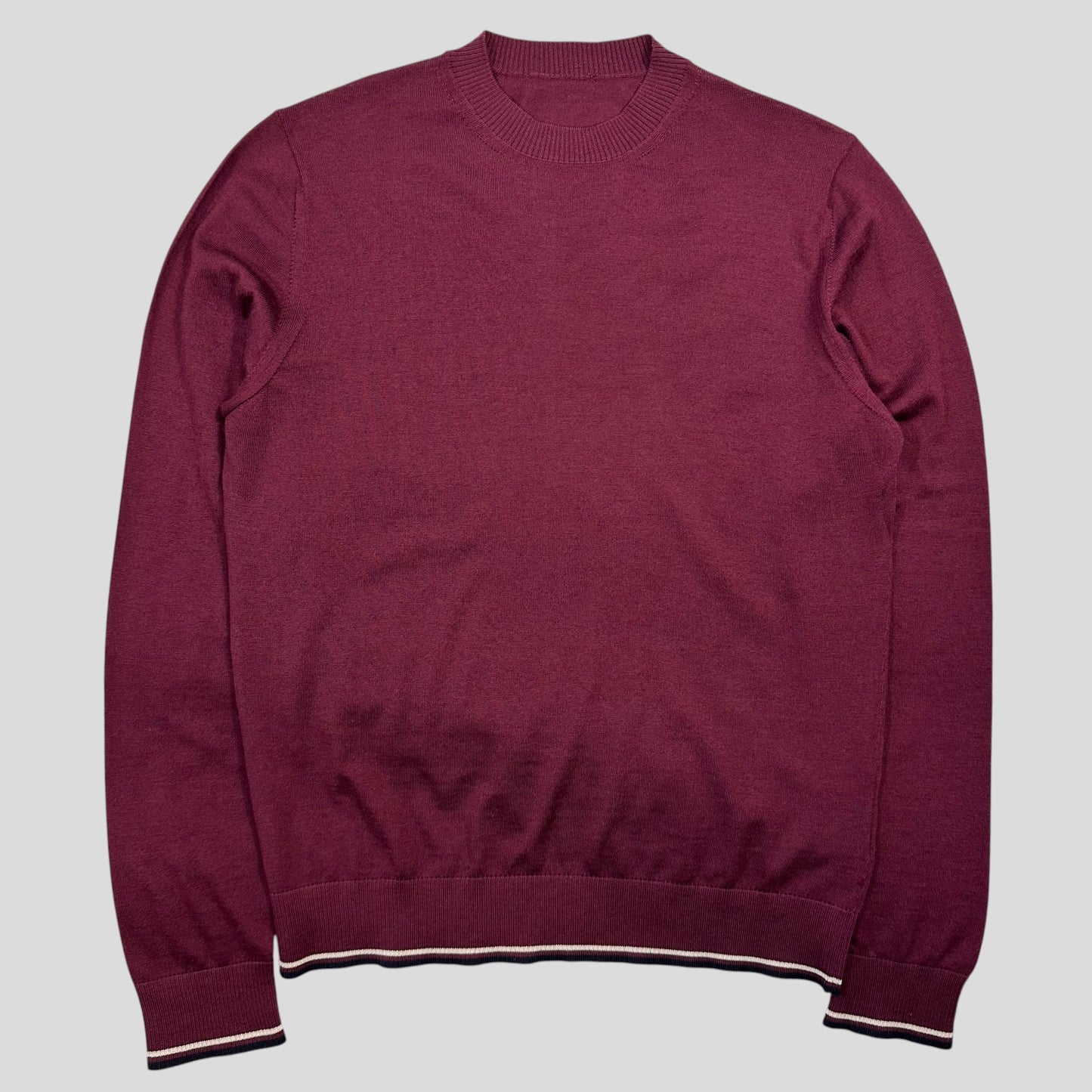 Prada Milano 2018 Wine Ribbed Silk & Wool Knit Sweater - M | Default Title, Burgundy