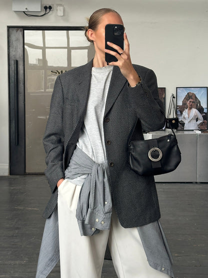 Armani Collezioni 1990s Pure Wool Woven Blazer - 38R/M