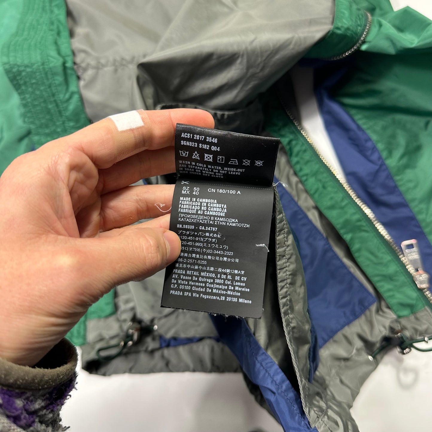 Prada 2017 Red Tab Tri-colour Nylon Windbreaker Jacket - IT50 (L) | Default Title, Multicoloured