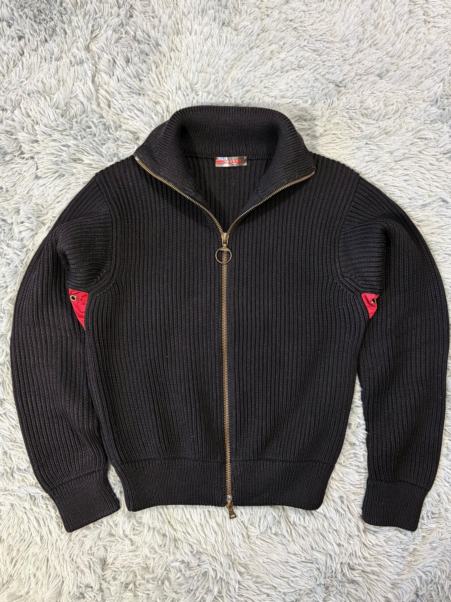 Prada Sport 00’s Heavyweight Ribbed Cardigan Knit Jacket - S/M | O/S, Multicoloured