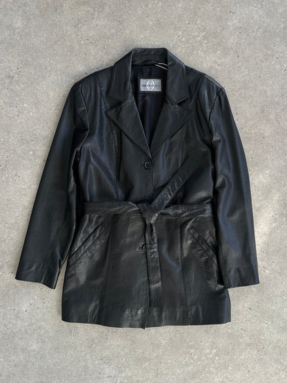 Vintage Leather Belted Jacket - M/L