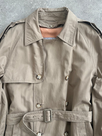 Yves Saint Laurent 80s Pure Cotton Double Breasted Belted Trench Coat - XL