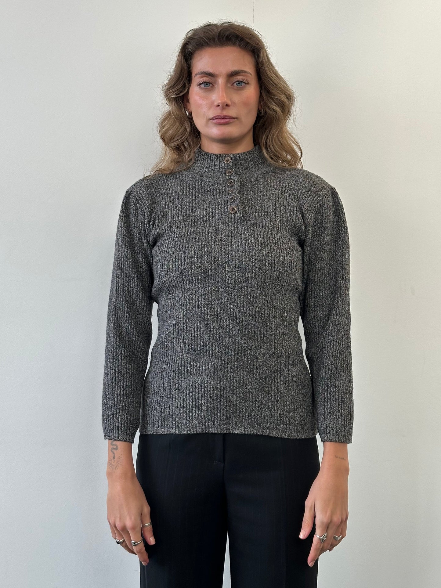 Sportmax Wool Fitted Ribbed Polo Jumper - S