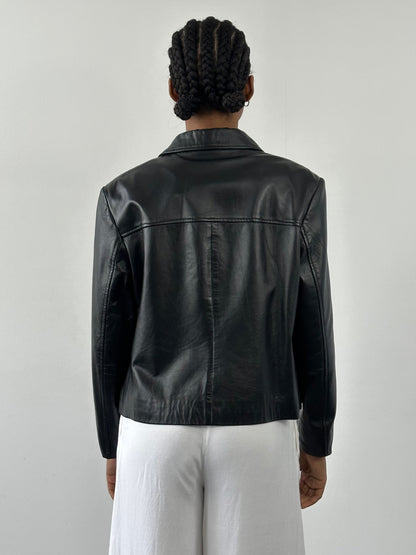 Vintage 1990s Smooth Leather Cropped Jacket - S