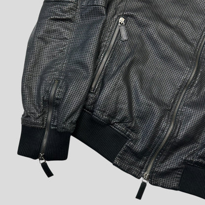 Emporio Armani 2009 Perforated Mesh Lambskin Leather Bomber - IT52 (M) | Large, Burgundy