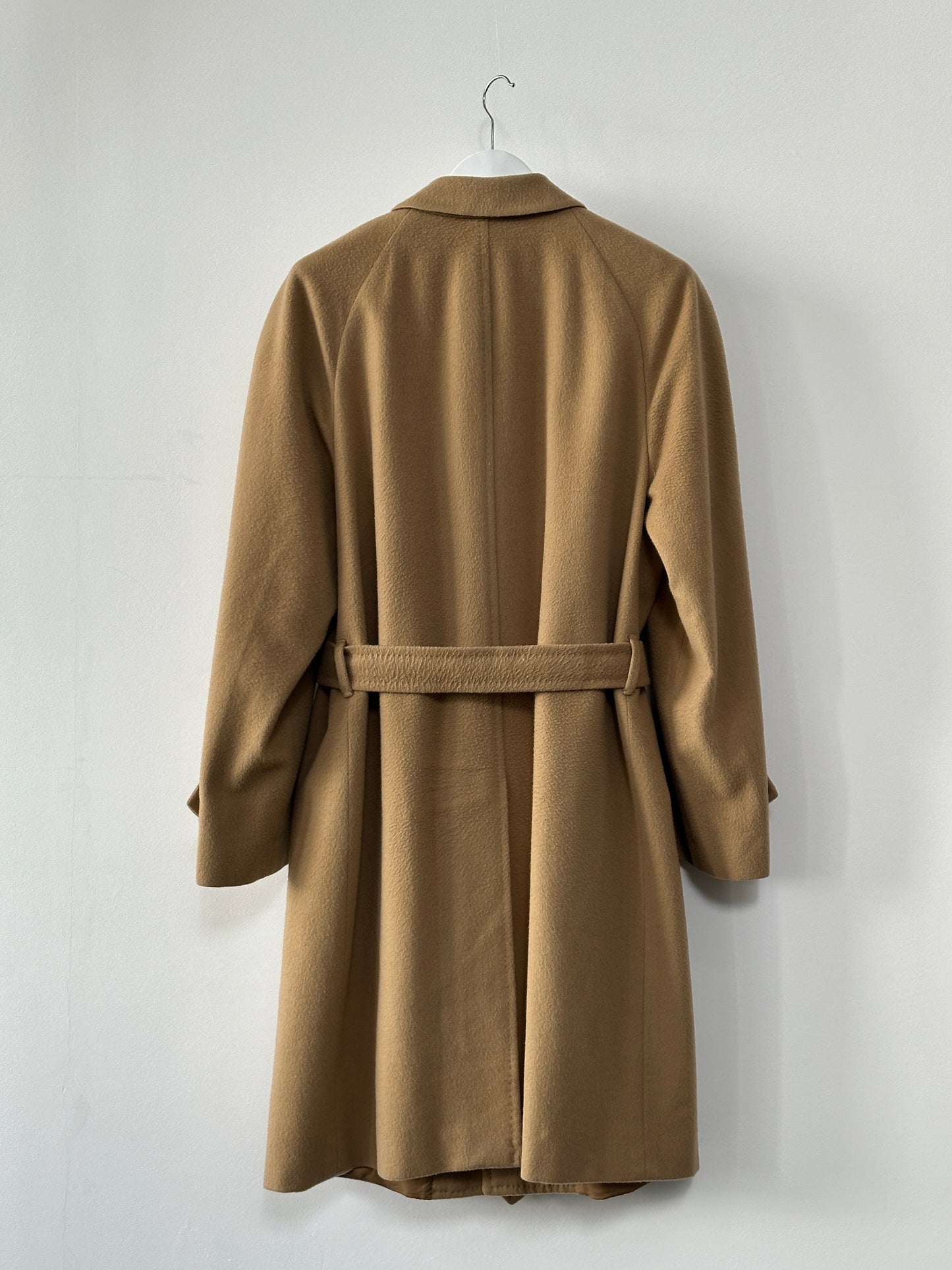 Italian Vintage Wool Cashmere Concealed Placket Belted Coat - XL/XXL