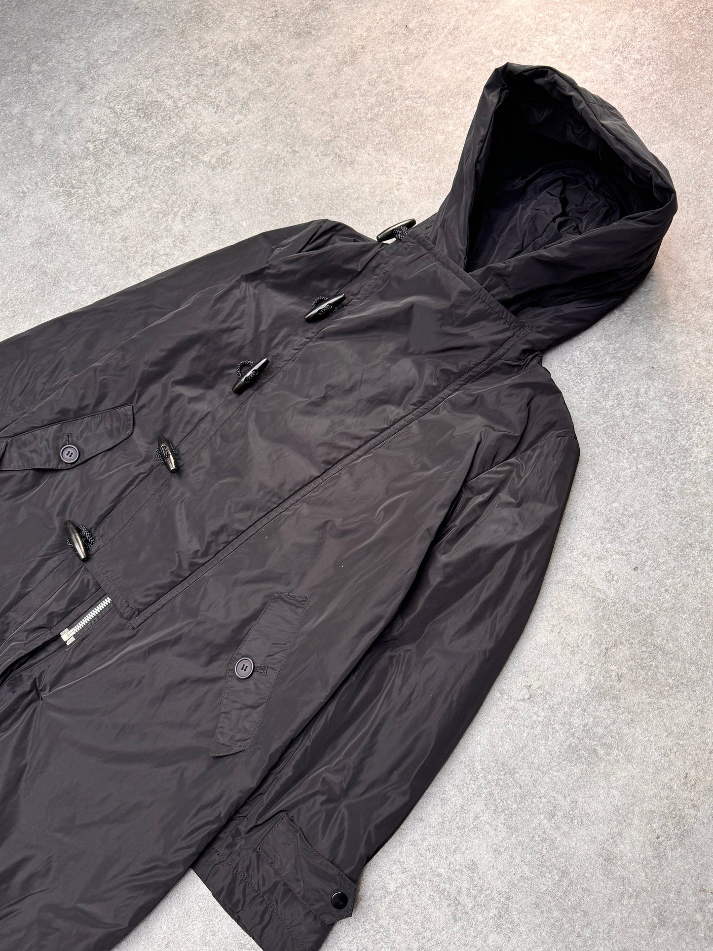 2000 Final Home Issey Miyake Asymmetrical Black Toggle Button Jacket