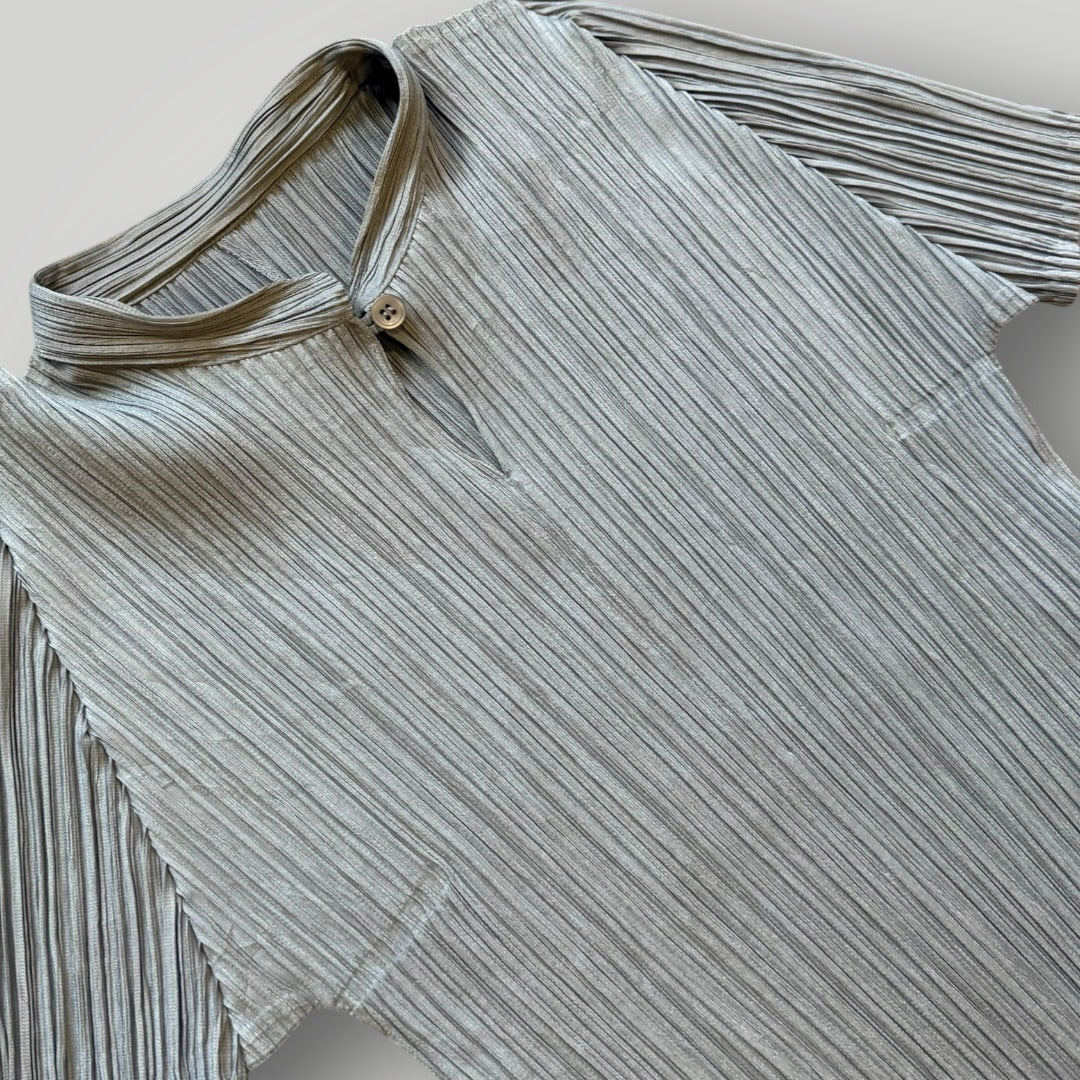 2000's Issey Miyake Pleats Please Button Top | O/S, Grey