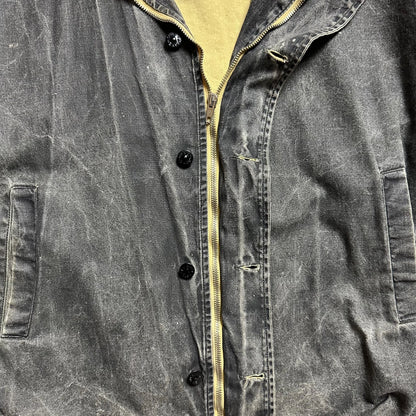 S/S 1986 Charcoal Grey Sail Cloth Marina Spell Out Hooded Coach Jacket