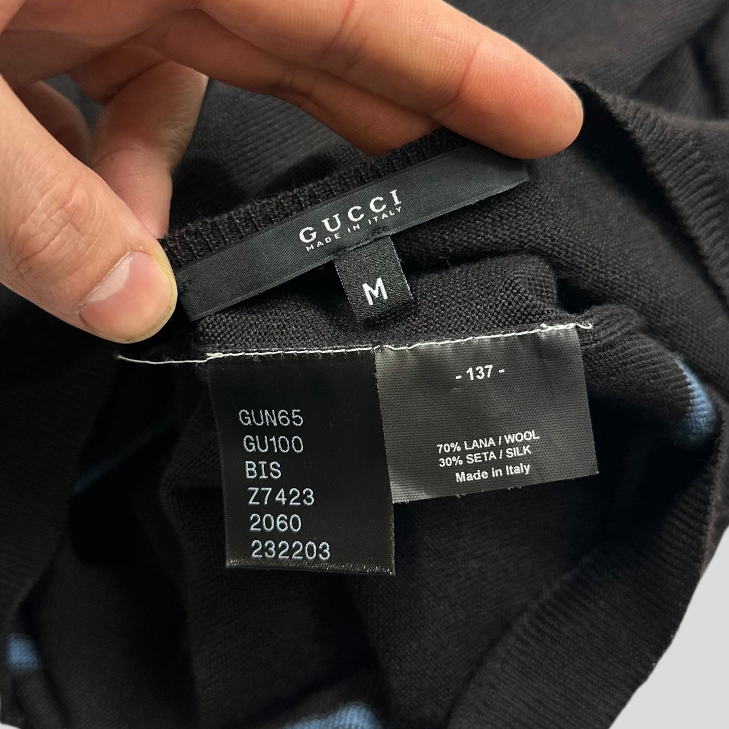 Gucci by Tom Ford 00’s Silk & Wool Light Striped Logo Knit - S/M