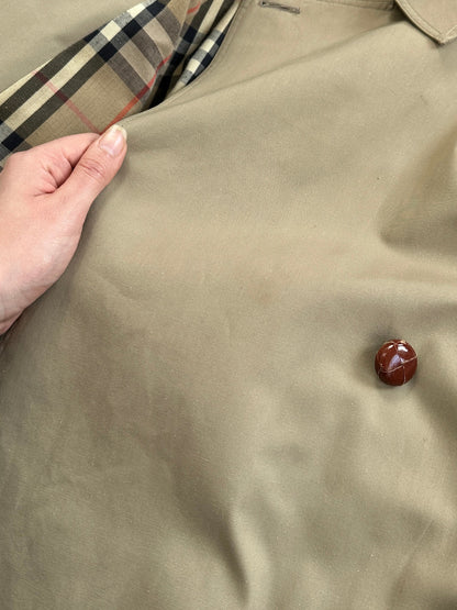 Vintage 1980s Nova Check Belted Trench Coat - M