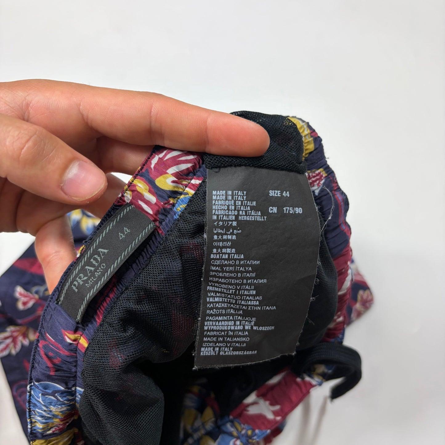 Prada 2014 Floral Nylon Red Tab Logo Shorts + Bag - IT44 | Default Title, Red