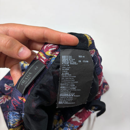 Prada 2014 Floral Nylon Red Tab Logo Shorts + Bag - IT44 | Default Title, Red