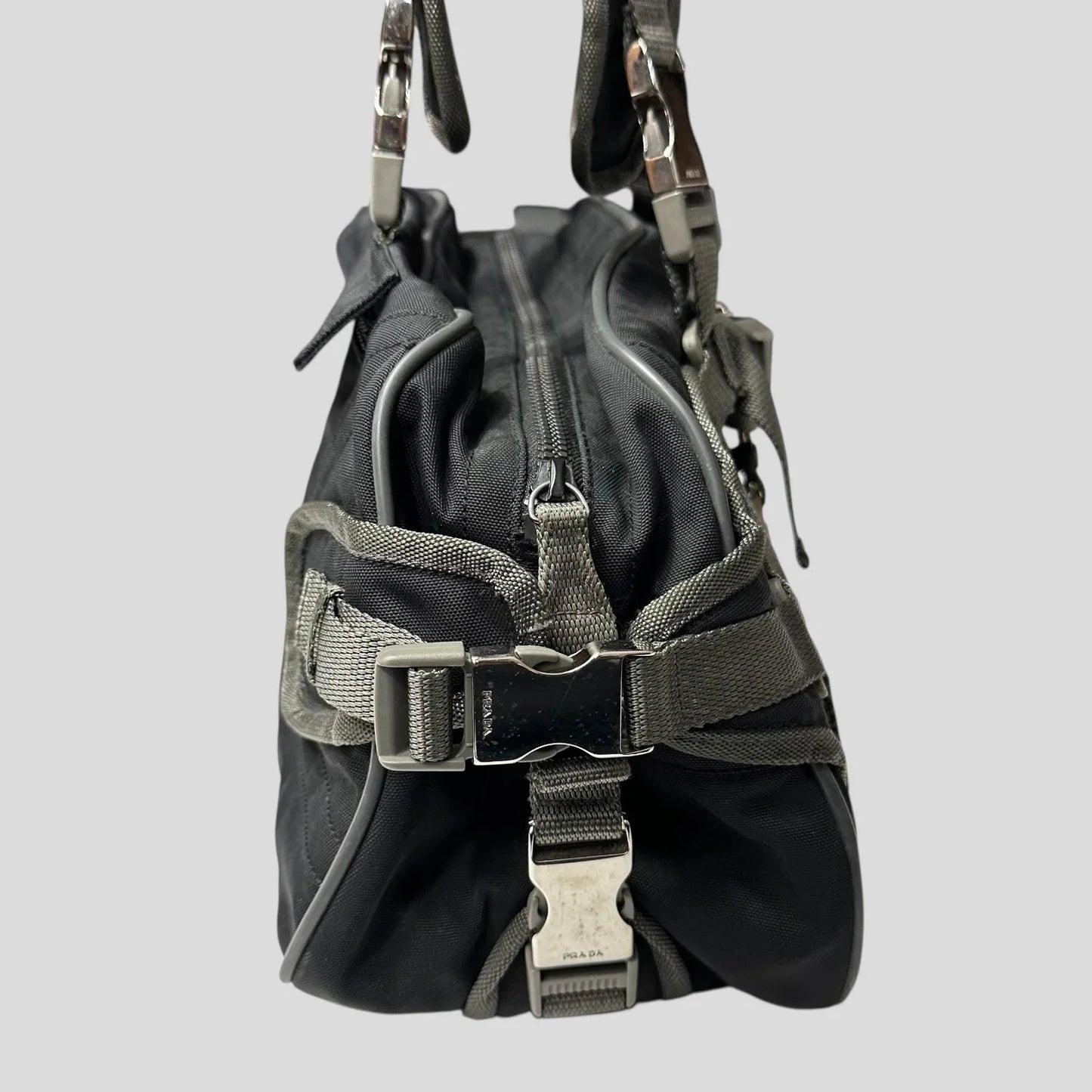 Prada Sport 00’s Lightning Strap Bondage Metal Buckle Mesh + Nylon Bag