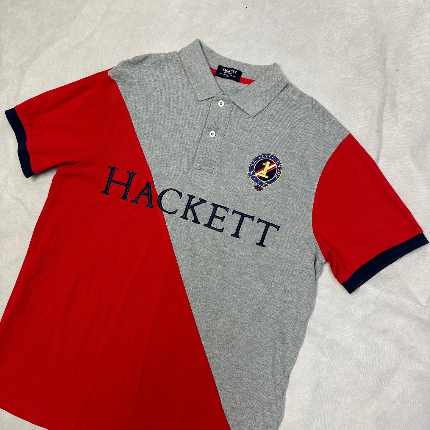 Hackett Polo In Red & Grey ( L )