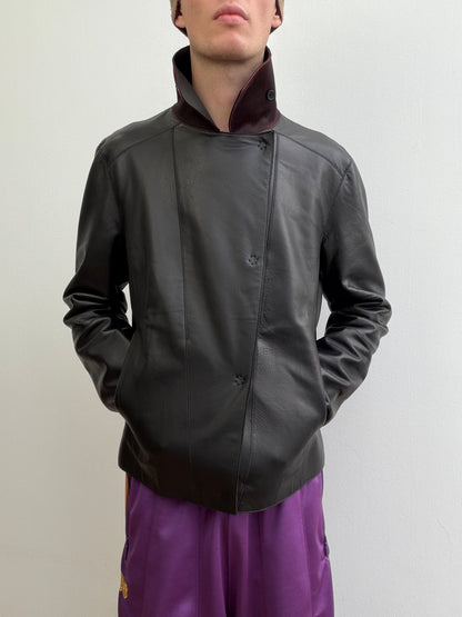 Emporio Armani FW11 Lamb Skin Leather Jacket | Large, Black