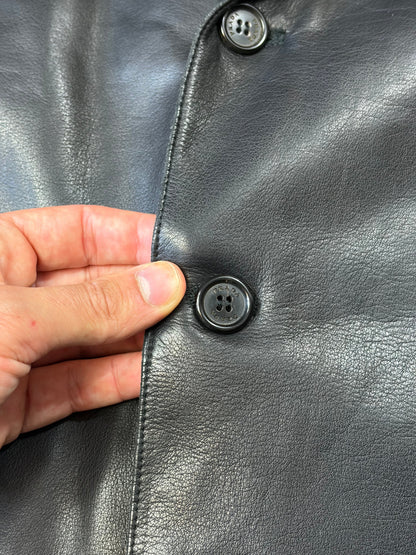 Prada Milano 00’s Black Leather Lined Asymmetric Blazer Coat - IT52 | O/S, Black
