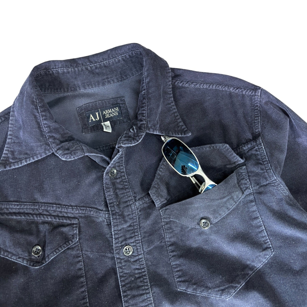 Armani Jeans 00’s Mini Corduroy Shirt S | Small, Navy