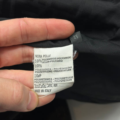 Fendi FF Textured Leather Exaggerated Stitch Moto Jacket - L