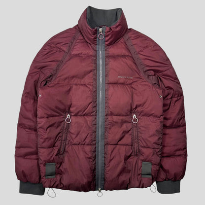 Armani Jeans 00’s Opaque Burgundy Nylon Down Puffer Jacket - L