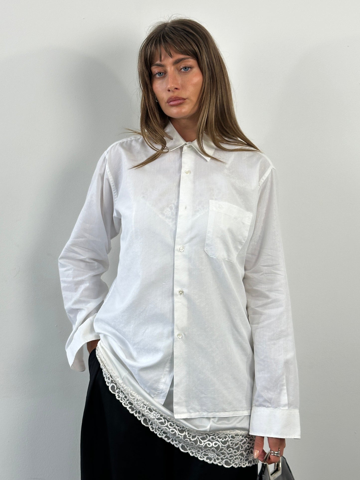 Christian Dior Monsieur Paris 1990s Cotton Textured Logo Shirt - M/L