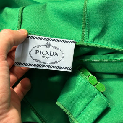 Prada 2018 Rubber Race Logo Technical Jersey Parka Jacket - XS (M) | Green