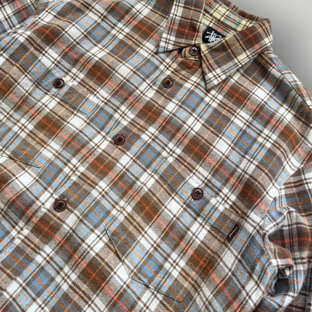 2000's Stüssy cotton Flannel Shirt M | O/S, Brown