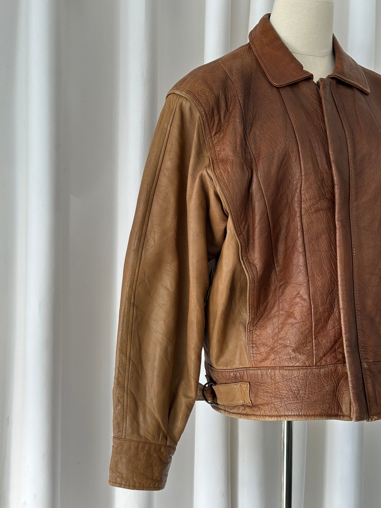 Italian Vintage 1980s Leather Bomber Jacket - M/L