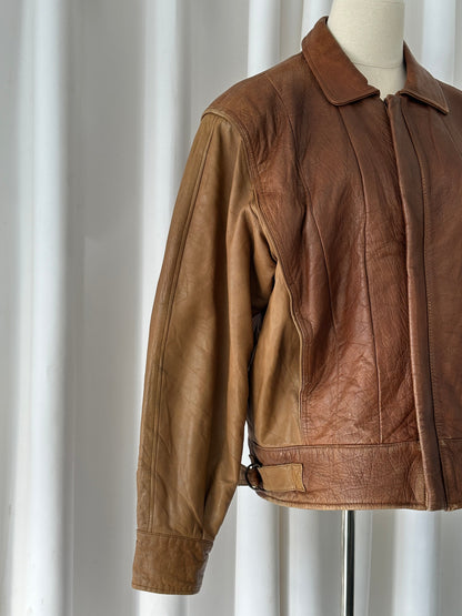 Italian Vintage 1980s Leather Bomber Jacket - M/L