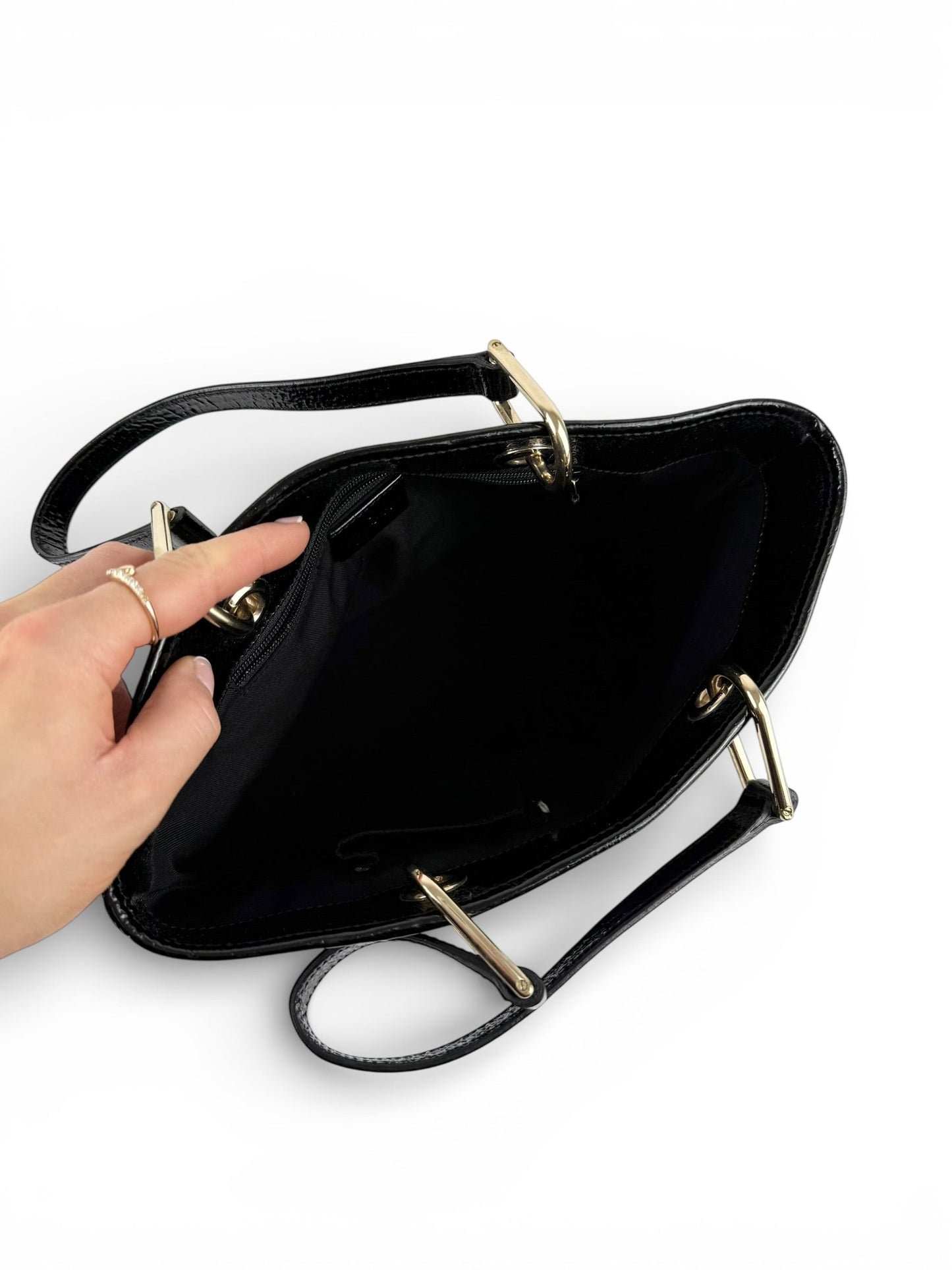Vintage 90s Gucci Monogram Black Mini Tote Handbag | O/S, Black