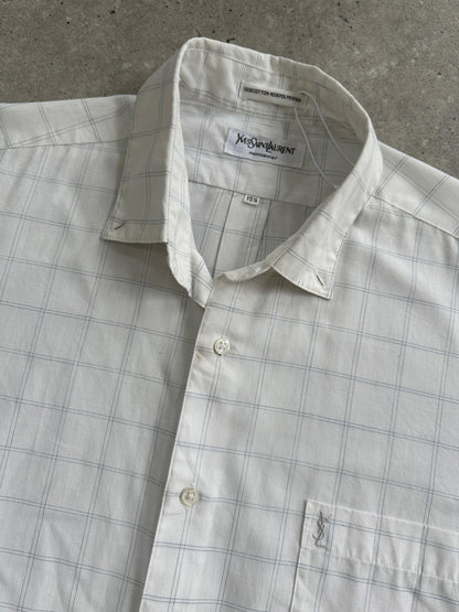 Yves Saint Laurent Cotton Check Logo Shirt - M