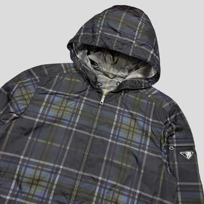 Prada 2011 SAMPLE Shadow Plaid Nylon-PU Resin Coated Windbreaker - M/L | Default Title, Dark Shadow Plaid