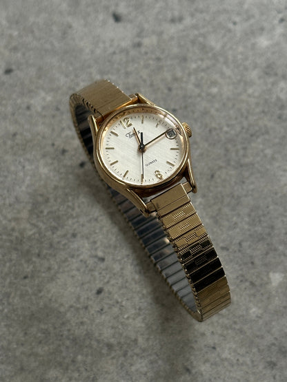 Timex 1990s Round Gold Tone Quartz Watch