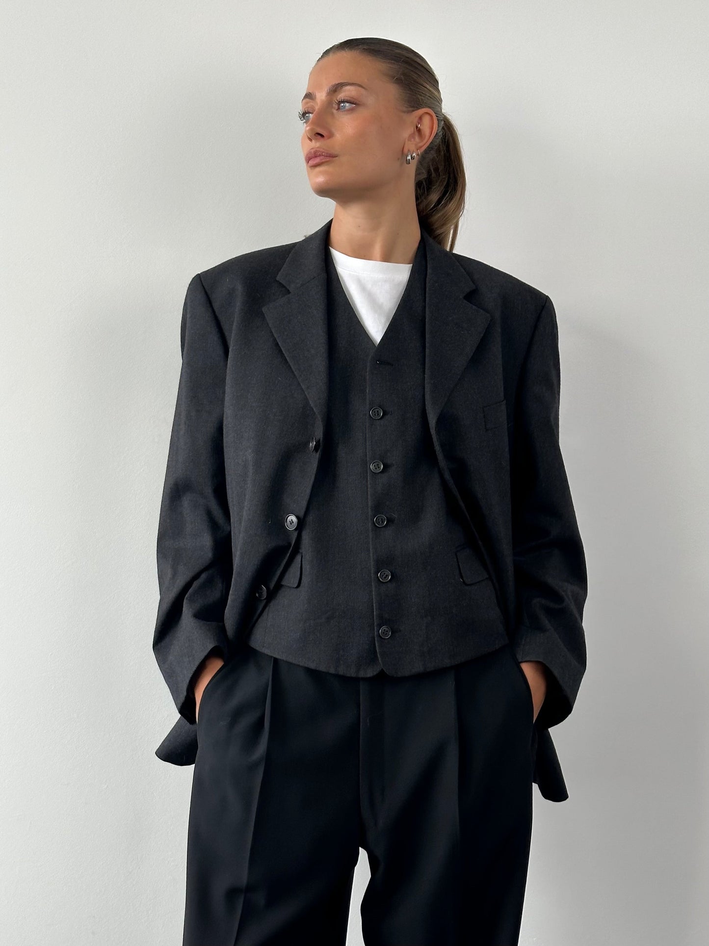 Yves Saint Laurent Pour Homme Pure Wool Blazer Two Piece Set - 40S/L