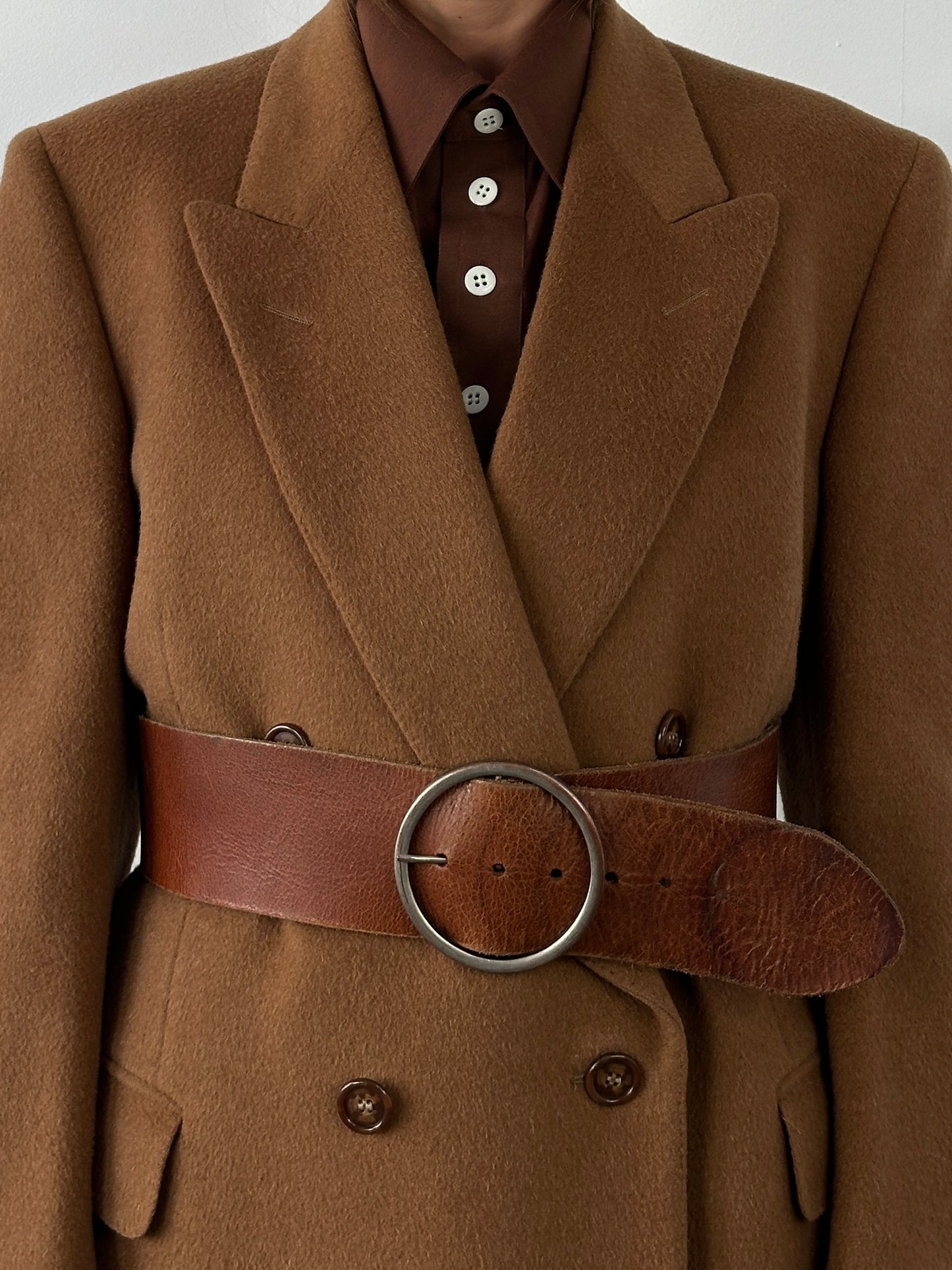 Vintage 1990s Round Leather Chunky Belt - W38-42