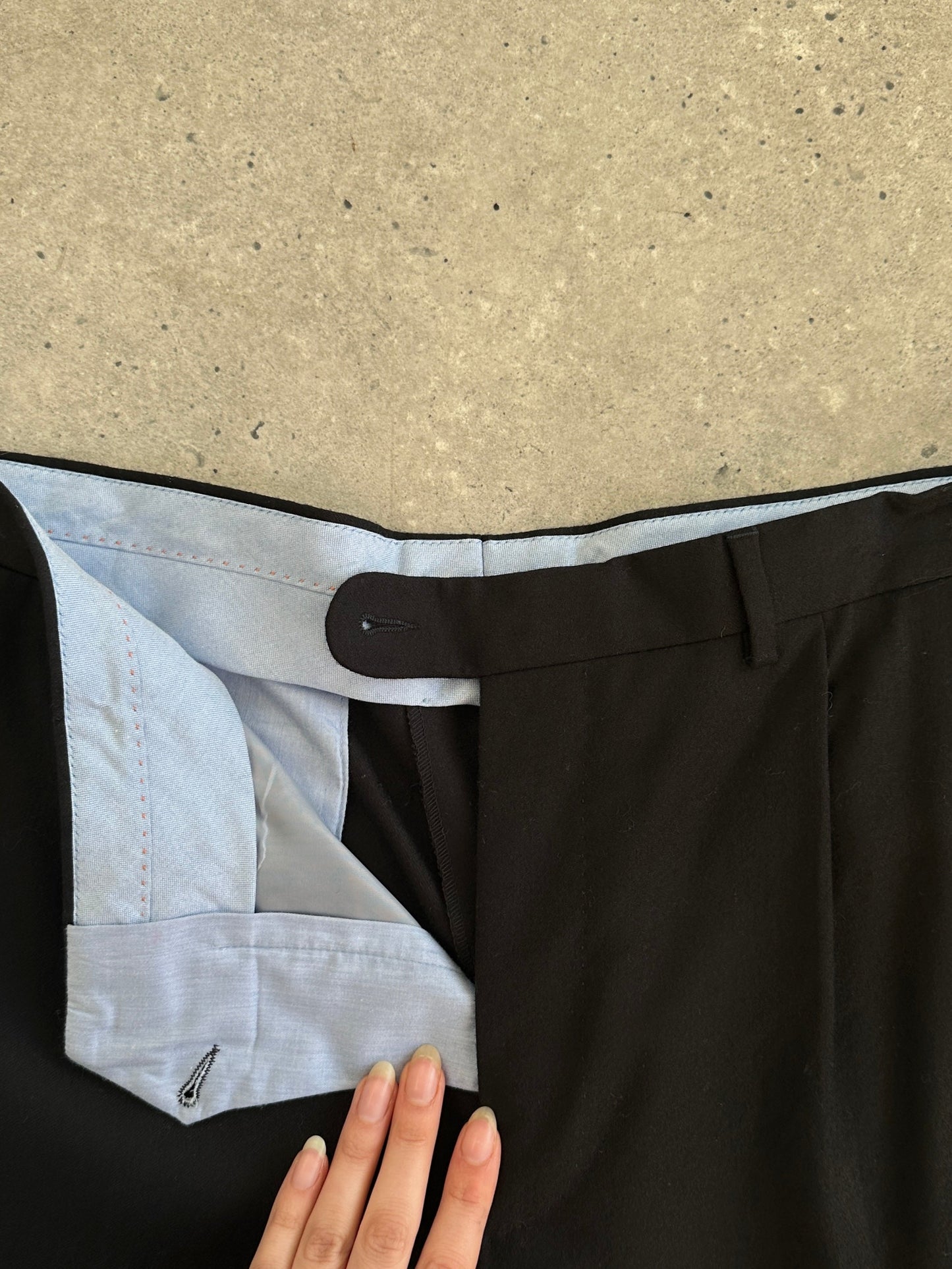 Italian Vintage Pure Brushed Wool Tailored Trousers - W32