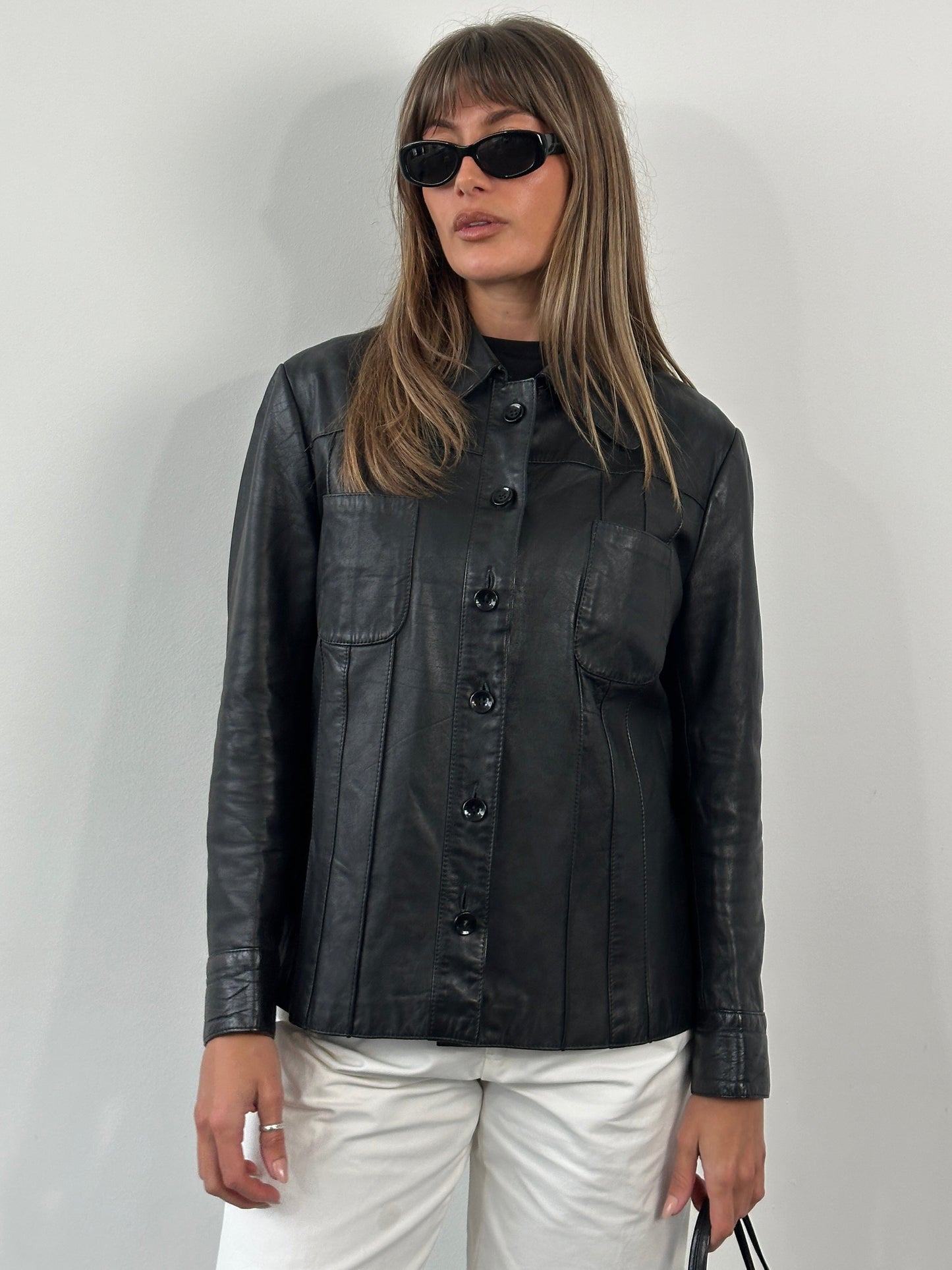 Vintage 1990s Dagger Collar Leather Jacket - M