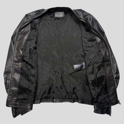 Prada Milano 2013 Lambskin Leather Biker Pocket Jacket - L | Default Title, Black