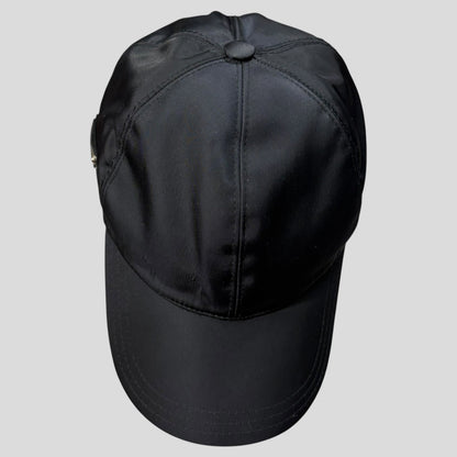 Prada Milano Triangle Plaque Logo Black Nylon Baseball Cap - M/L | O/S, Black
