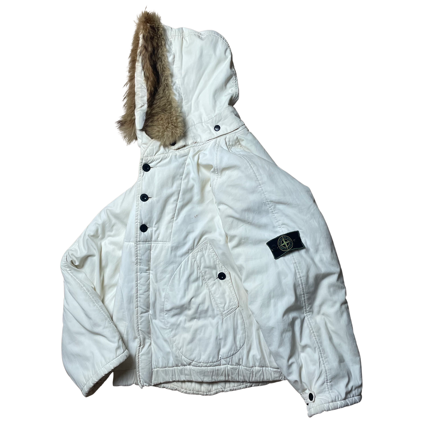 A/W 1985 White Coyote Fur Trim Hood Jock Country Jacket