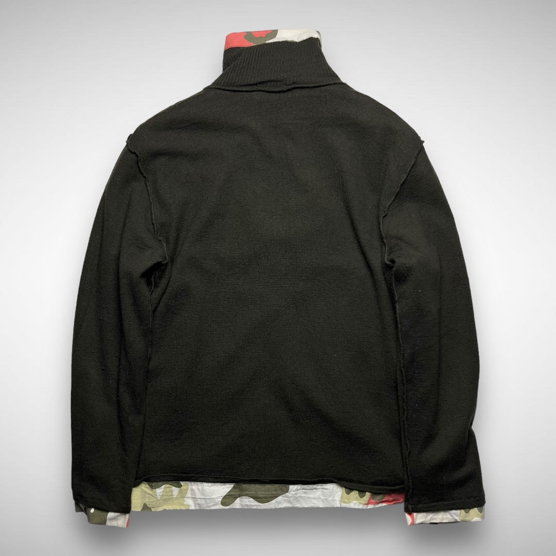 Sabotage Reversible Camo/Knit Zip-Up Jacket (1990s)