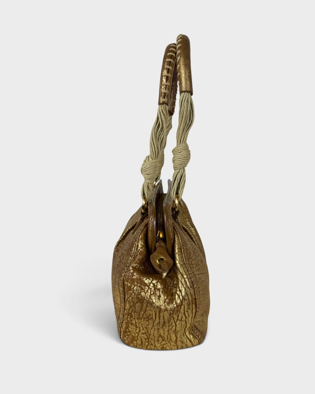 2000s Miu Miu Gold Leather Rope Handbag | O/S, Multicoloured