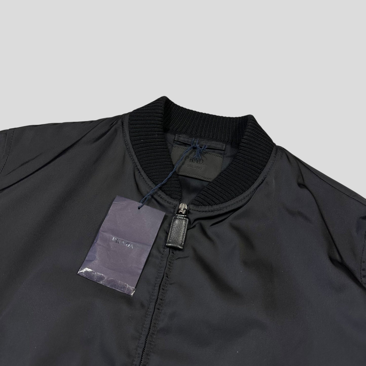 Prada Milano 2018 Black Gabardine Nylon Triangle Bomber - M | Default Title, Black