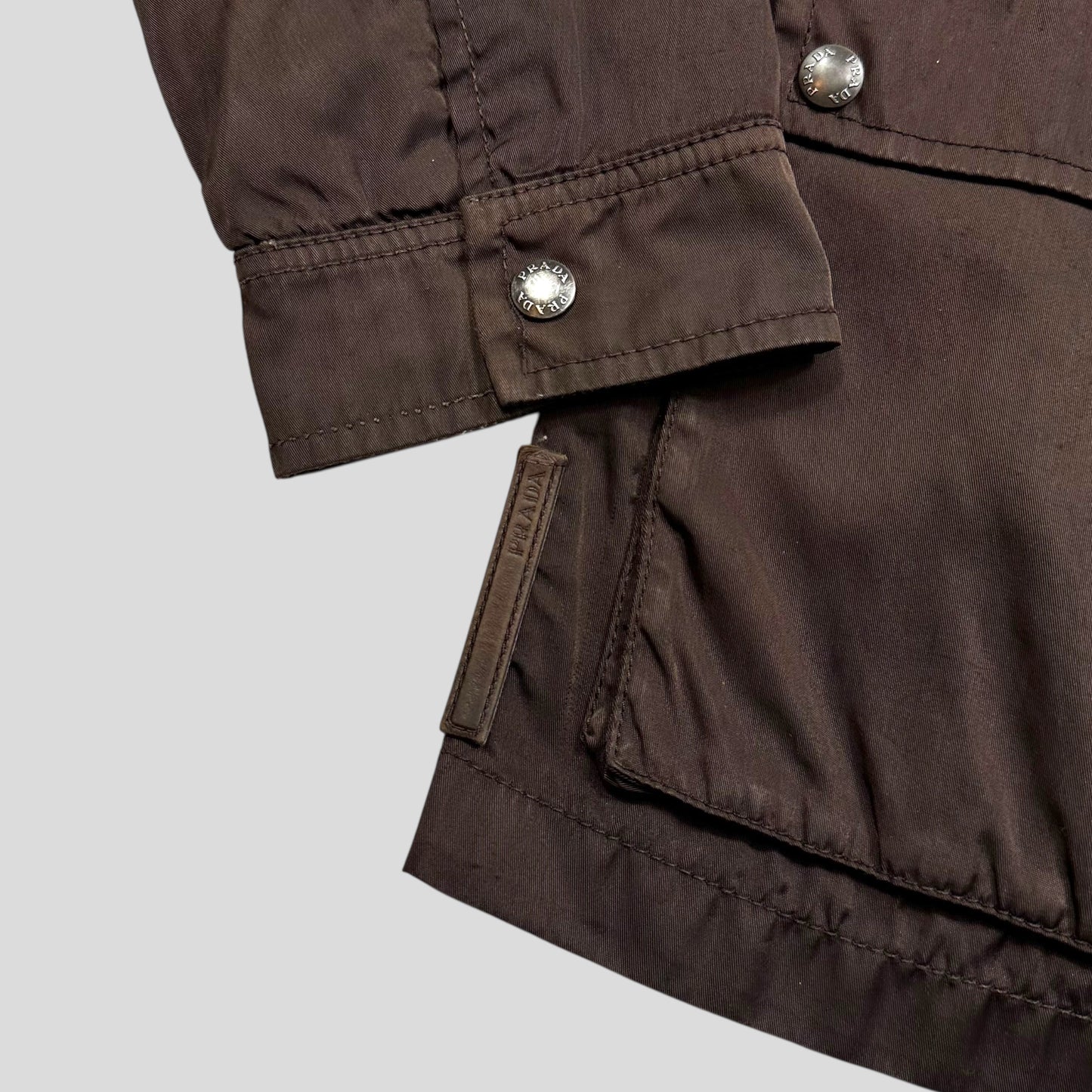 Prada Sport 2008 Nylon & Leather Hybrid Moto Field Jacket - IT54 (L) | Default Title, Brown